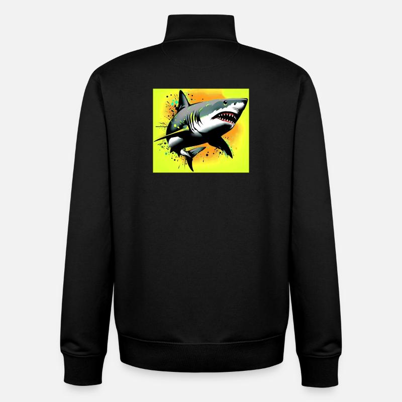 Requin - Sweat zippé unisexe en coton bio Stanley/Stella - noir