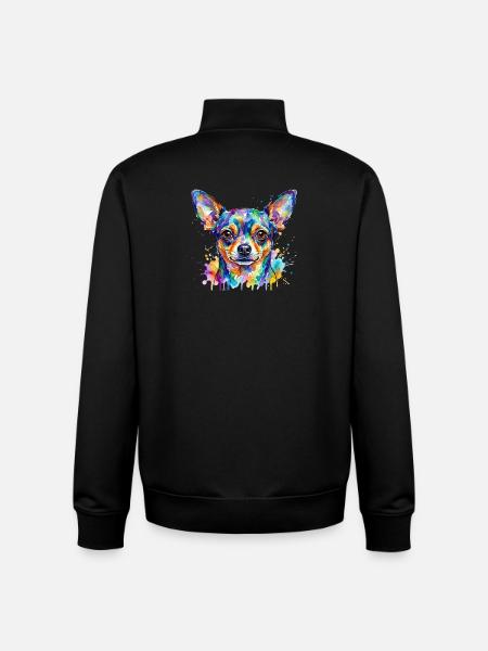 Farbexplosion Chihuahua Kopf - Unisex Organic Zip Sweatshirt von Stanley/Stella - Schwarz