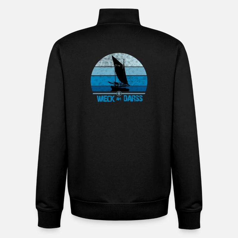 Wieck am Darss with Zeesboot - Unisex Organic Zip Sweatshirt by Stanley/Stella - black