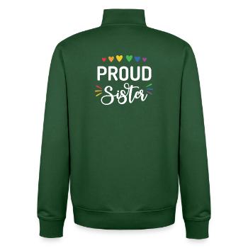 Proud Sister - Unisex Organic Zip Sweatshirt by Stanley/Stella - bottle green - Back - AI Model Male 185 dark (185cm)