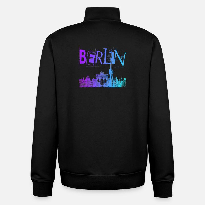 Berlin Skyline Panorama - Sweat zippé unisexe en coton bio Stanley/Stella - noir