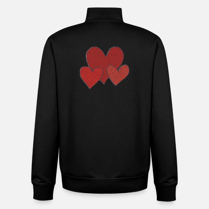 Trois cœurs - Sweat zippé unisexe en coton bio Stanley/Stella - noir