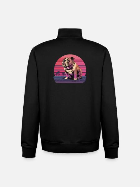 Bouledogue néon rétro - Sweat zippé unisexe en coton bio Stanley/Stella - noir