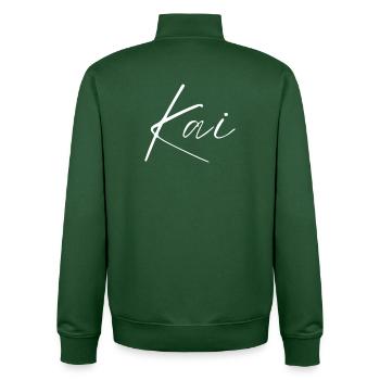 Cadeau de T-shirt pour hommes avec le nom Kai - Sweat zippé unisexe en coton bio Stanley/Stella - vert bouteille - Dos - AI Model Male 185 dark (185cm)