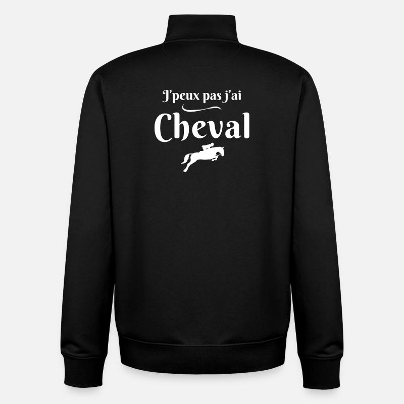 équitation, cheval, centre équestre - Sweat zippé unisexe en coton bio Stanley/Stella - noir