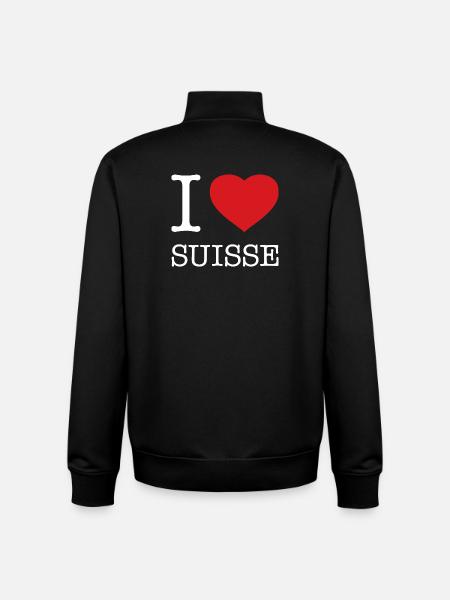 J’AIME SUISSE SUISSE - Sweat zippé unisexe en coton bio Stanley/Stella - noir