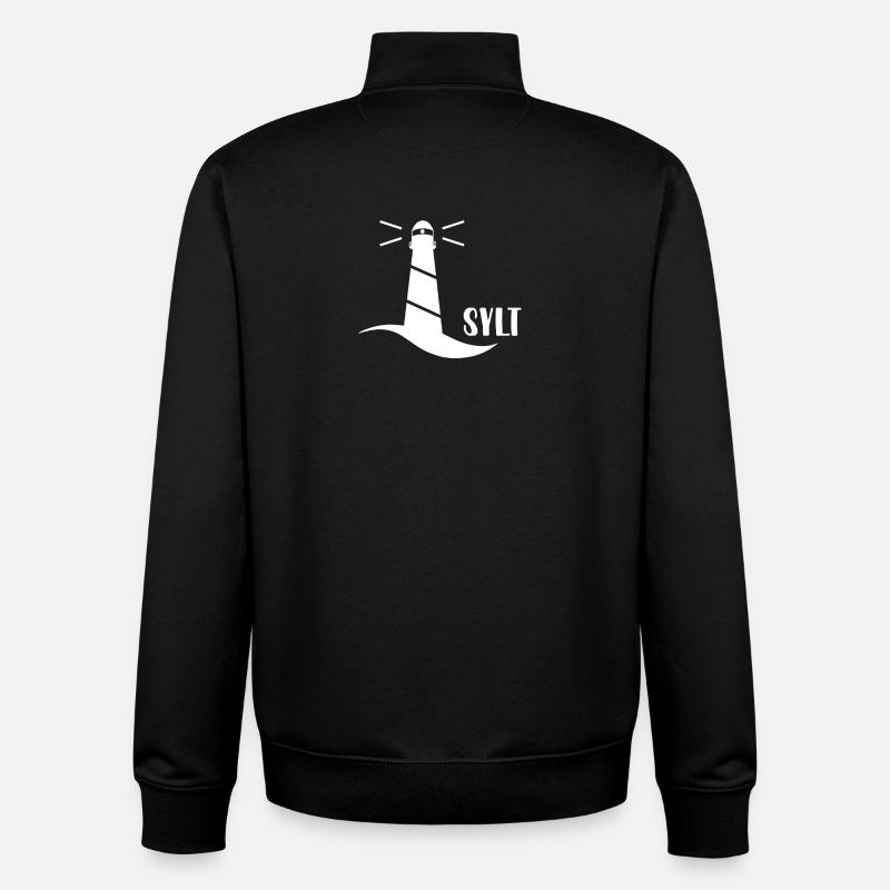 Phare Sylt (blanc) - Sweat zippé unisexe en coton bio Stanley/Stella - noir