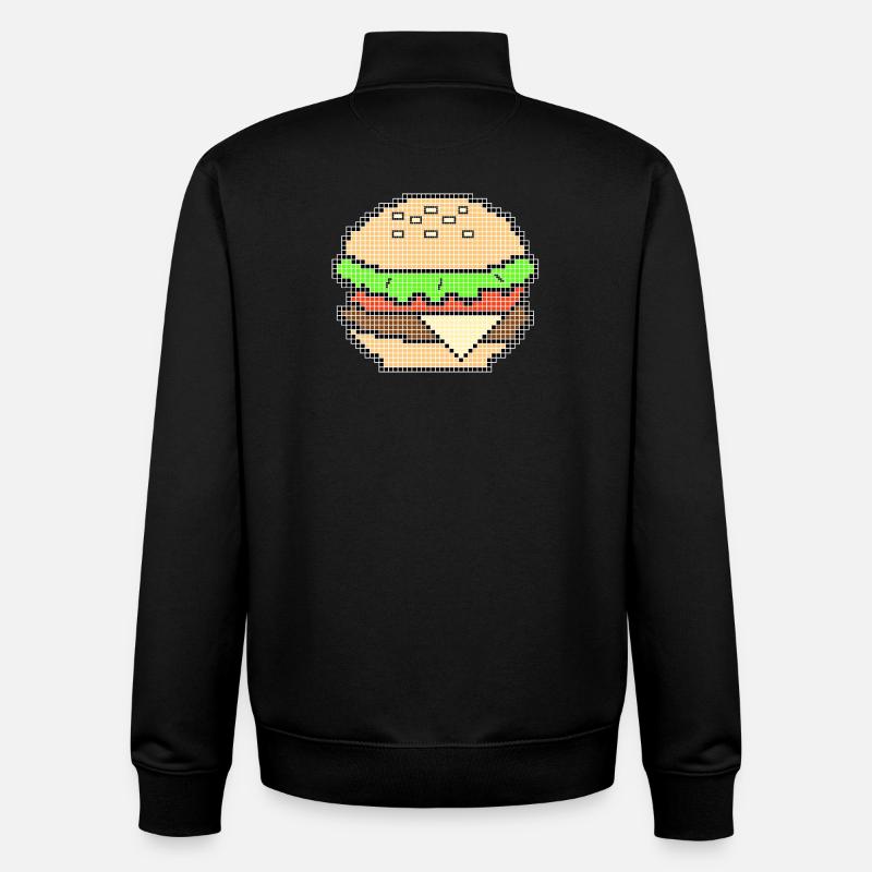 Pixel Art Cheeseburger Design - Unisex Organic Zip Sweatshirt von Stanley/Stella - Schwarz
