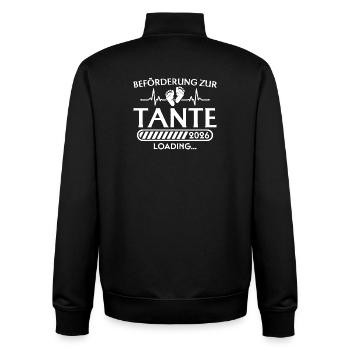 Beförderung zur Tante 2026 loading - Unisex Organic Zip Sweatshirt von Stanley/Stella - Schwarz - Hinten - AI Model Male 185 light (185cm)