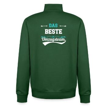 Moving helpers Moving team Inauguration Design - Unisex Organic Zip Sweatshirt by Stanley/Stella - bottle green - Back - AI Model Male 185 dark (185cm)