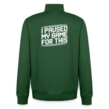 I Paused My Game For This - Unisex Organic Zip Sweatshirt by Stanley/Stella - bottle green - Back - AI Model Male 185 dark (185cm)