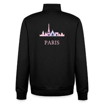 Ambiance pastel de la silhouette de la ligne d’horizon de Paris - Sweat zippé unisexe en coton bio Stanley/Stella - noir - Dos - AI Model Male 185 light (185cm)