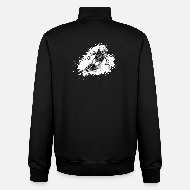 Astronaut Ski Skiing - Unisex Organic Zip Sweatshirt by Stanley/Stella - black