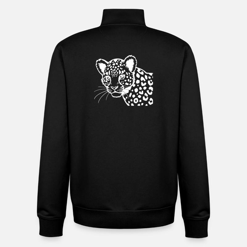 Léopard - Sweat zippé unisexe en coton bio Stanley/Stella - noir