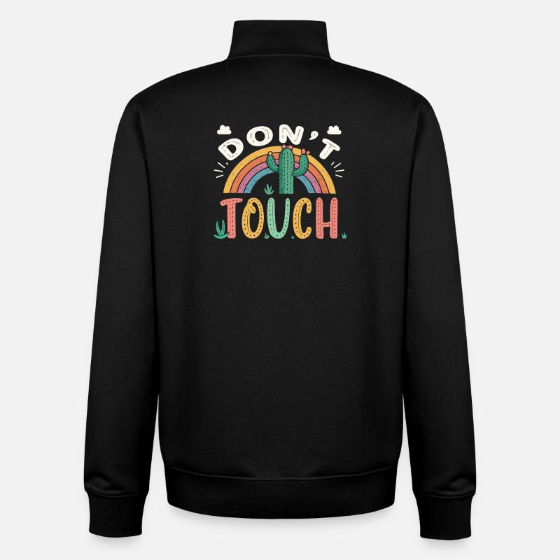 Rainbow Cactus Do Not Touch - Unisex Organic Zip Sweatshirt by Stanley/Stella - black