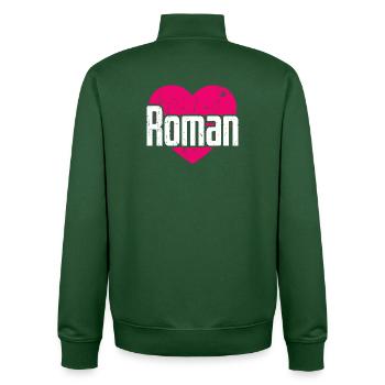 J’aime Roman Pink Heart J’aime Roman - Sweat zippé unisexe en coton bio Stanley/Stella - vert bouteille - Dos - AI Model Male 185 dark (185cm)