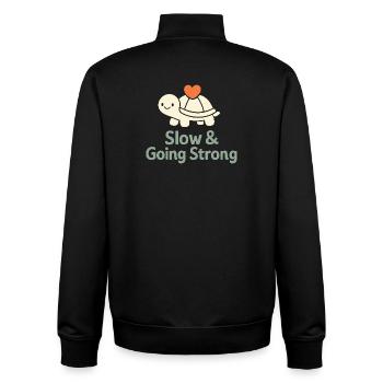 Sanfte Erziehungsidentität, Langsames - Unisex Organic Zip Sweatshirt von Stanley/Stella - Schwarz - Hinten - AI Model Male 185 light (185cm)