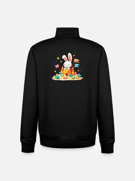 Bunny on the Beach Sandpit - Unisex Organic Zip Sweatshirt by Stanley/Stella - black