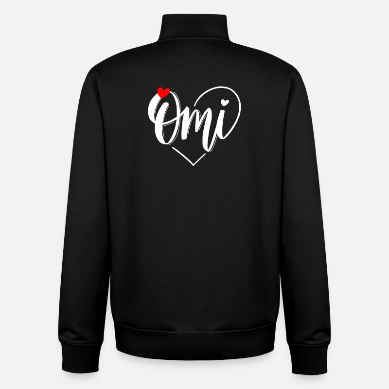 Omi Herzmonogramm mit Liebe - Unisex Organic Zip Sweatshirt von Stanley/Stella - Schwarz