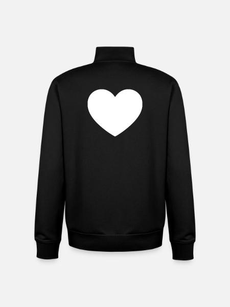 white heart white gift valentine's day - Unisex Organic Zip Sweatshirt by Stanley/Stella - black