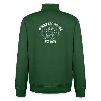 Worms are friends - Unisex Organic Zip Sweatshirt von Stanley/Stella - Flaschengrün - Hinten - AI Model Male 185 dark (185cm)