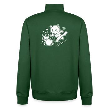Bowling Kawaii Katze - Unisex Organic Zip Sweatshirt von Stanley/Stella - Flaschengrün - Hinten - AI Model Male 185 dark (185cm)