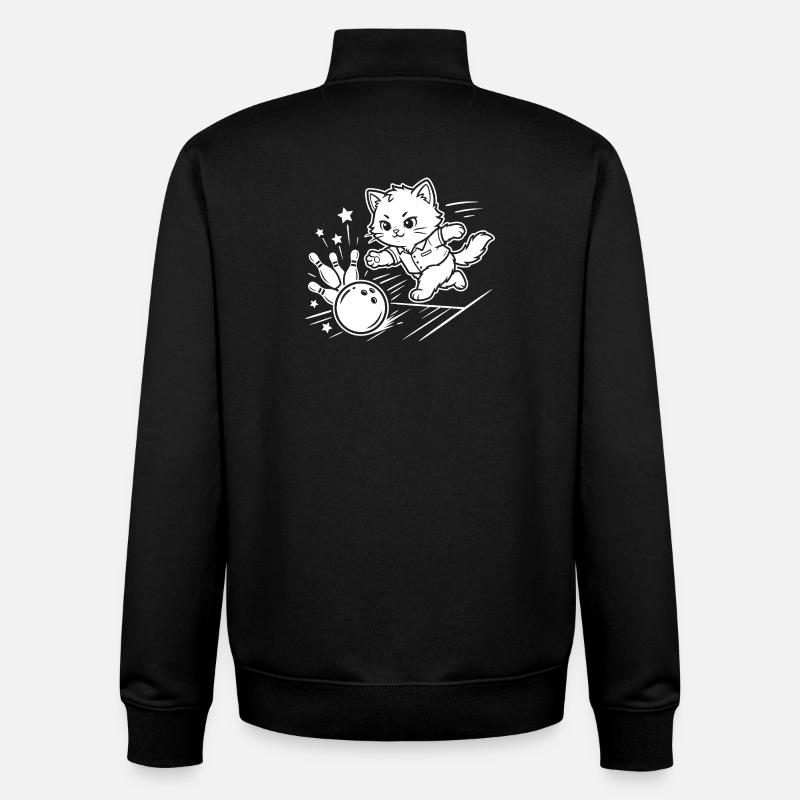Bowling Kawaii Cat - Sweat zippé unisexe en coton bio Stanley/Stella - noir