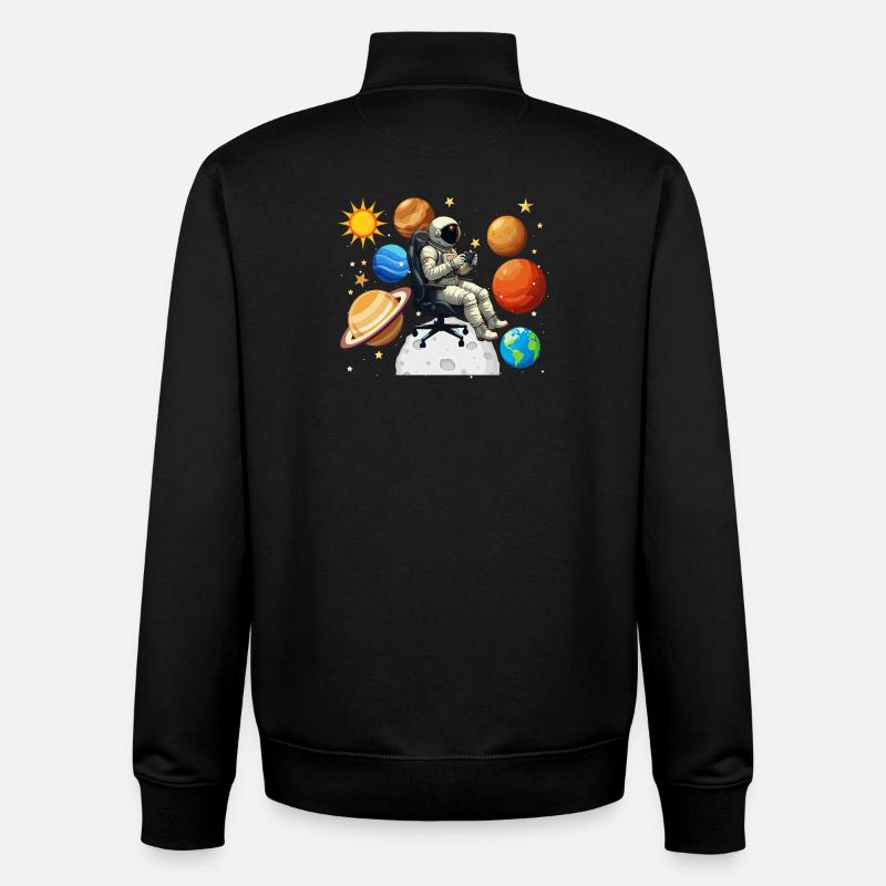 Astronaut Gaming Jeu Spatial Gamer - Sweat zippé unisexe en coton bio Stanley/Stella - noir