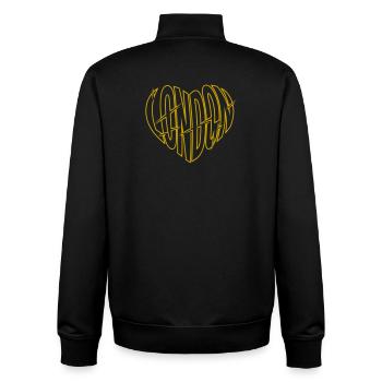 London Gelber Zacken Schriftzug - Unisex Organic Zip Sweatshirt von Stanley/Stella - Schwarz - Hinten - AI Model Male 185 light (185cm)
