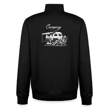 Camping til I die - Unisex Organic Zip Sweatshirt von Stanley/Stella - Schwarz - Hinten - AI Model Male 185 light (185cm)
