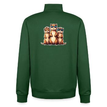 Sunglasses Meerkat Trio - Unisex Organic Zip Sweatshirt by Stanley/Stella - bottle green - Back - AI Model Male 185 dark (185cm)