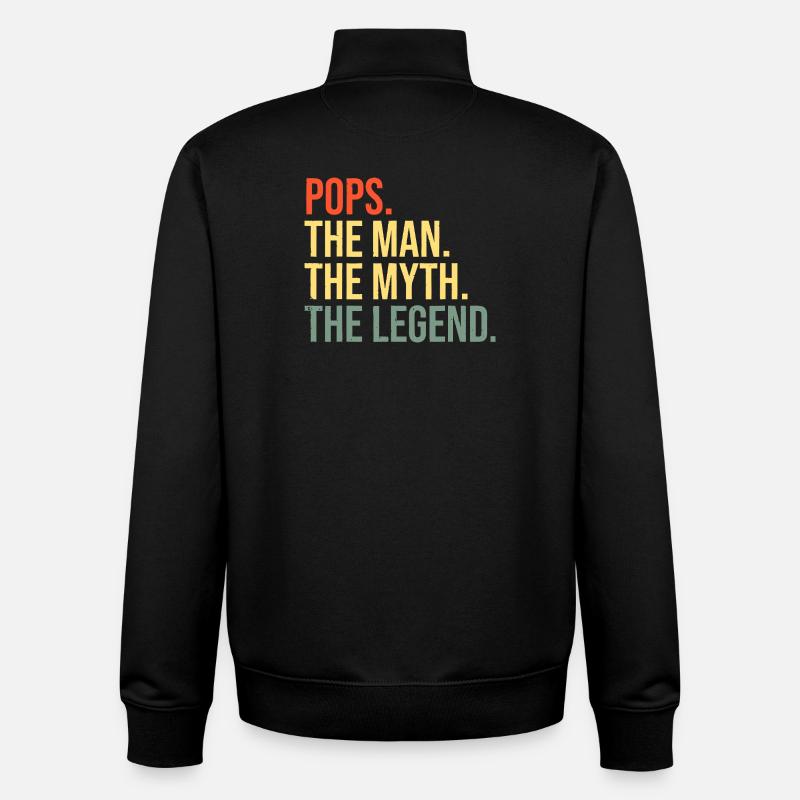 Pops The Man Myth Legend - Sweat zippé unisexe en coton bio Stanley/Stella - noir