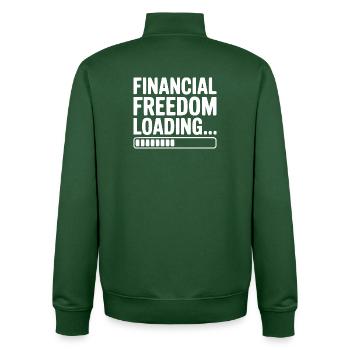 Financial Freedom Loading... - Unisex Organic Zip Sweatshirt by Stanley/Stella - bottle green - Back - AI Model Male 185 dark (185cm)