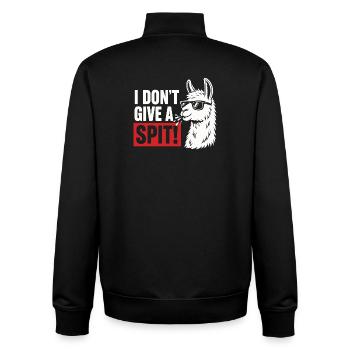 I Don't Give A Spit Lama Saying Shirt - Unisex Organic Zip Sweatshirt by Stanley/Stella - black - Back - AI Model Male 185 light (185cm)