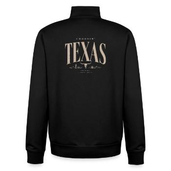 Texas Heritage Emblem Tee - Unisex Organic Zip Sweatshirt von Stanley/Stella - Schwarz - Hinten - AI Model Male 185 light (185cm)
