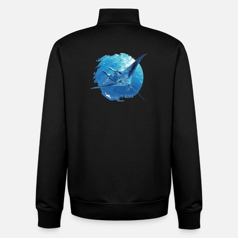 Raies Manta Raies - Sweat zippé unisexe en coton bio Stanley/Stella - noir