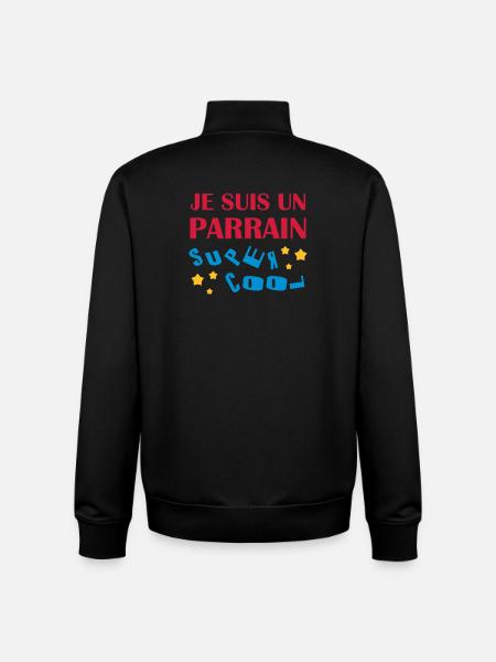 Oncle / Parrain / Tonton / Naissance / Bébé - Sweat zippé unisexe en coton bio Stanley/Stella - noir