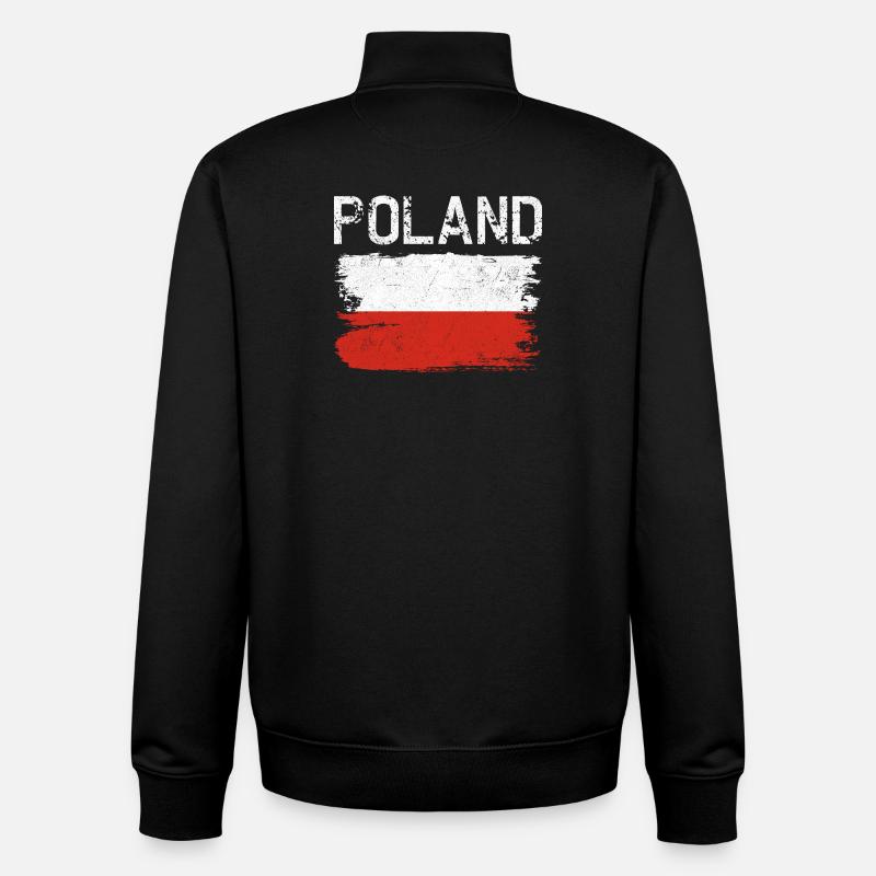 Maillot Grunge Brush Drapeau de la Pologne - Sweat zippé unisexe en coton bio Stanley/Stella - noir