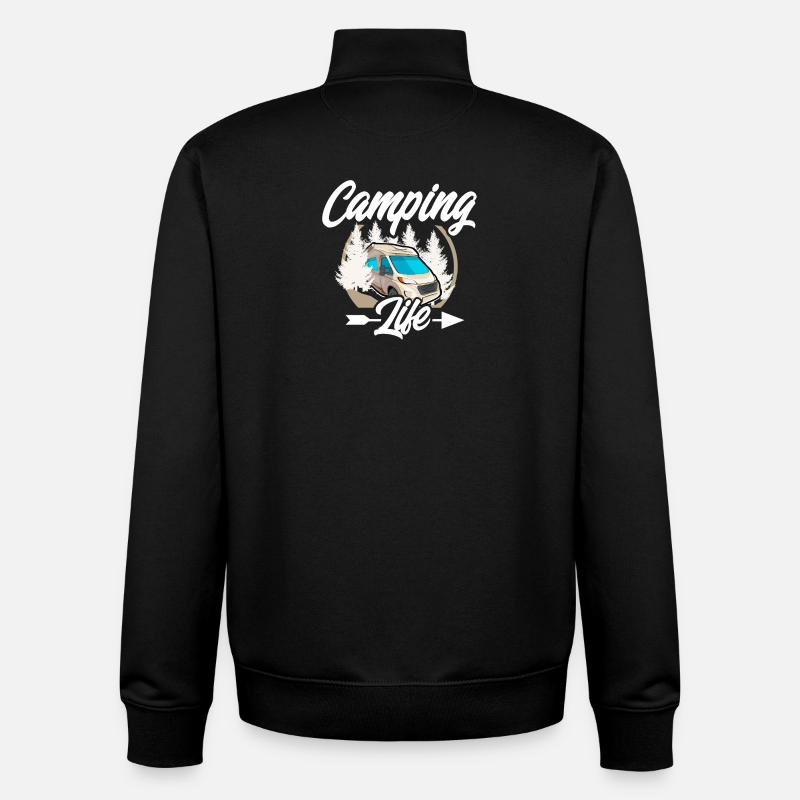 Camping vie - Sweat zippé unisexe en coton bio Stanley/Stella - noir