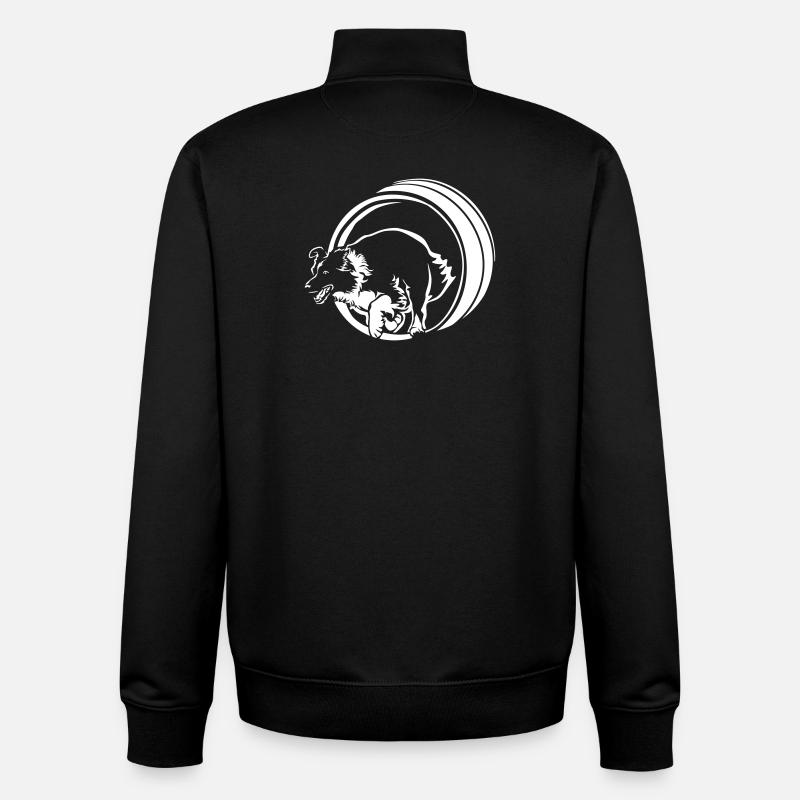 Border Collie « Black Edition » - Sweat zippé unisexe en coton bio Stanley/Stella - noir