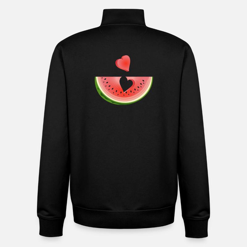 Stück einer Wassermelone mit Herz - Unisex Organic Zip Sweatshirt von Stanley/Stella - Schwarz