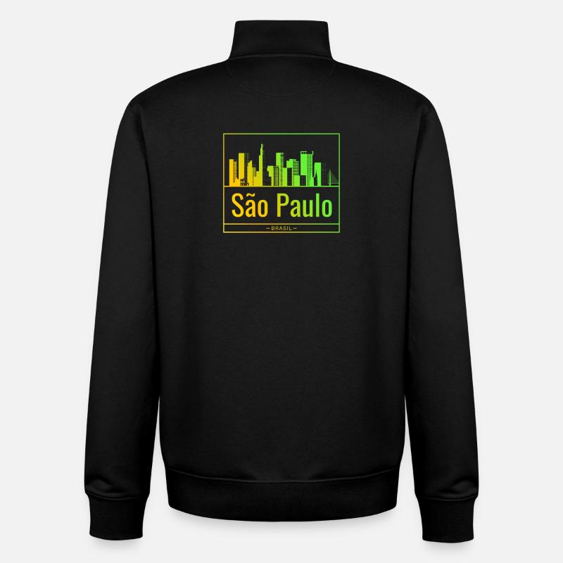 São Paulo skyline in neon gradient - Unisex Organic Zip Sweatshirt by Stanley/Stella - black