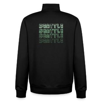 Seattle Retro Blockletters - Unisex Organic Zip Sweatshirt by Stanley/Stella - black - Back - AI Model Male 185 light (185cm)