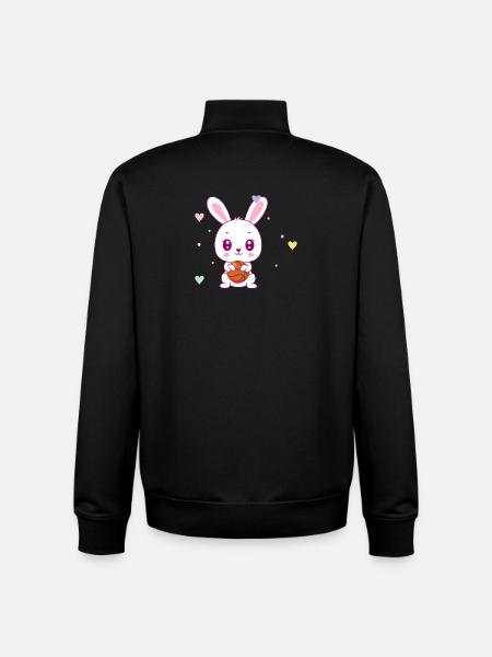 Cute Basketball Bunny - Unisex Organic Zip Sweatshirt by Stanley/Stella - black