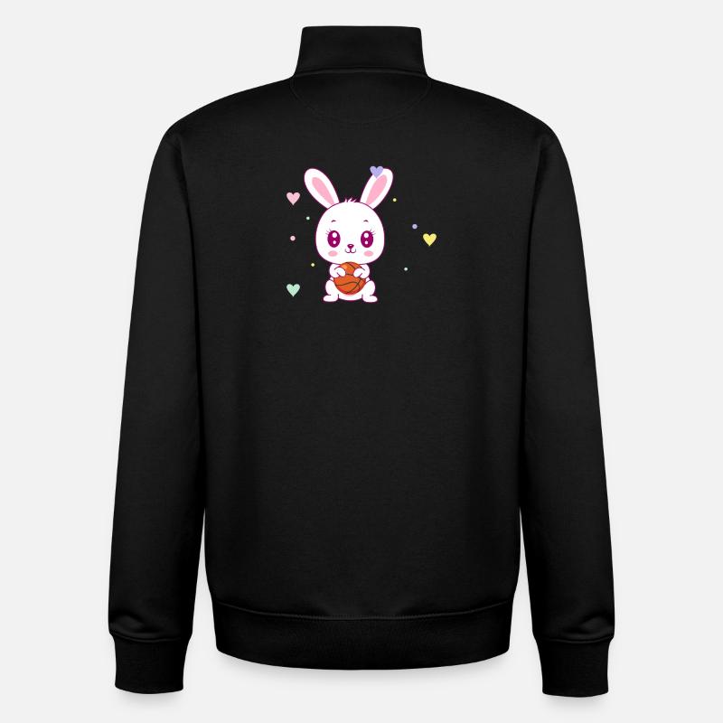 Mignon lapin de basket - Sweat zippé unisexe en coton bio Stanley/Stella - noir