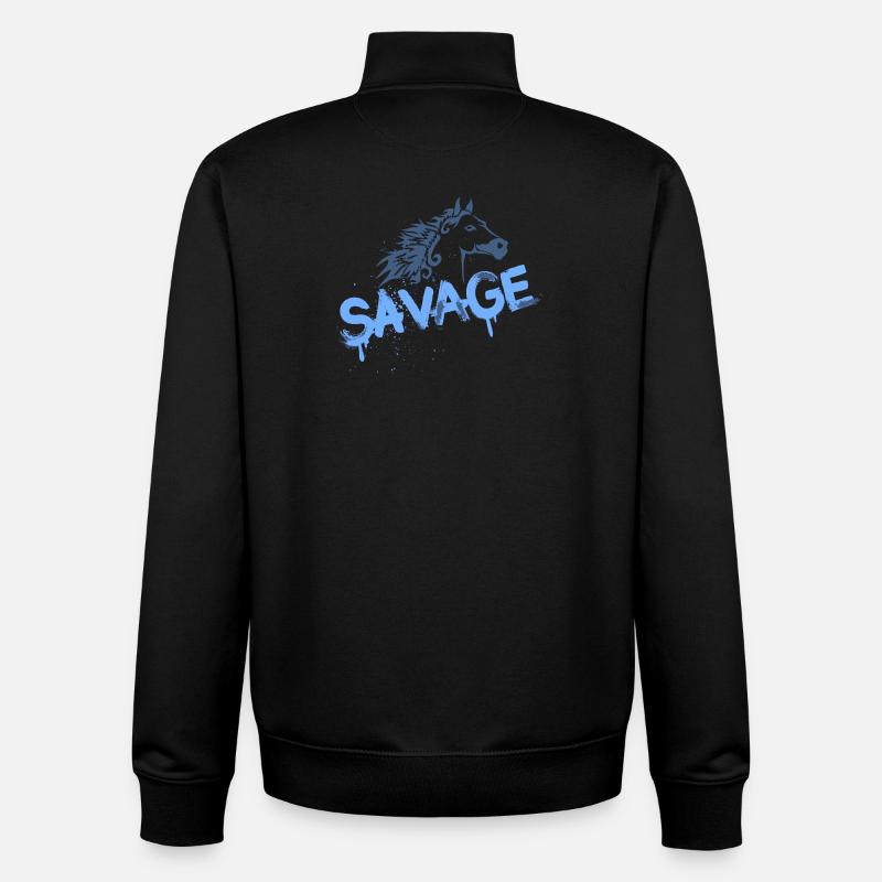 Conception de graffiti de cheval sauvage - Sweat zippé unisexe en coton bio Stanley/Stella - noir