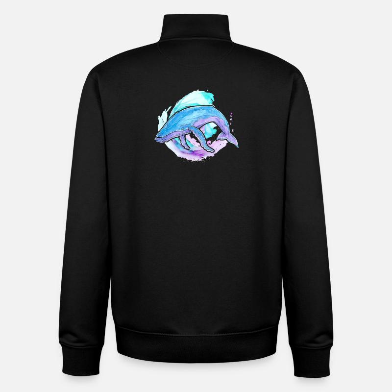 Baleine à bosse aquarelle - Sweat zippé unisexe en coton bio Stanley/Stella - noir