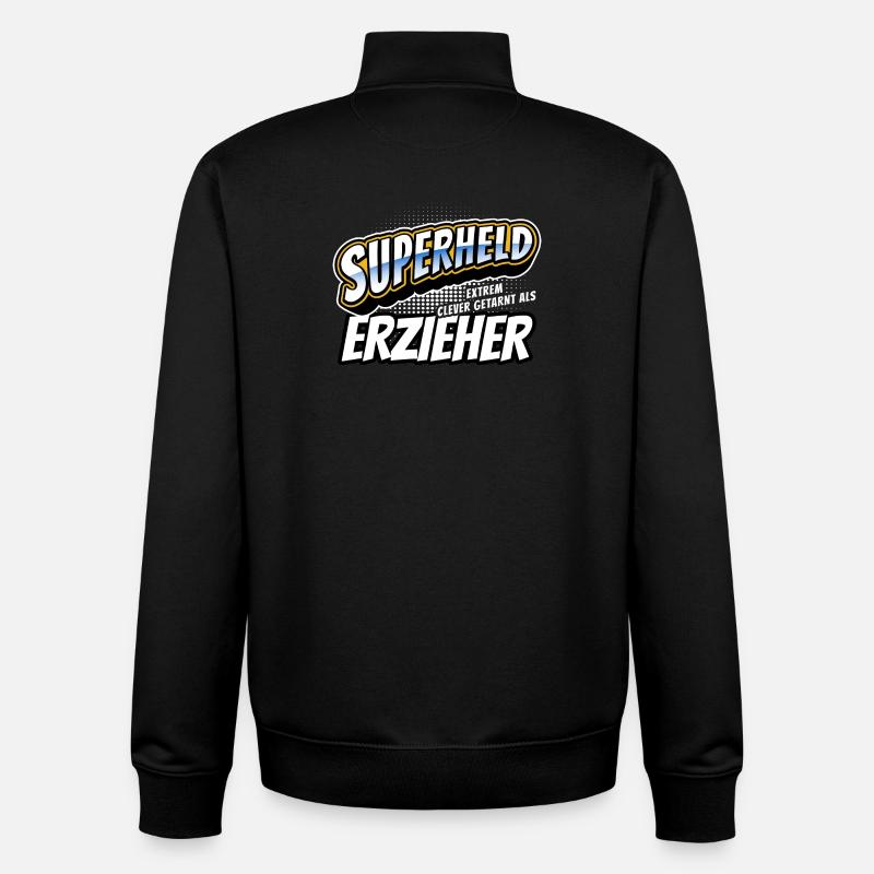 Superheld, clever getarnt als Erzieher - Unisex Organic Zip Sweatshirt von Stanley/Stella - Schwarz