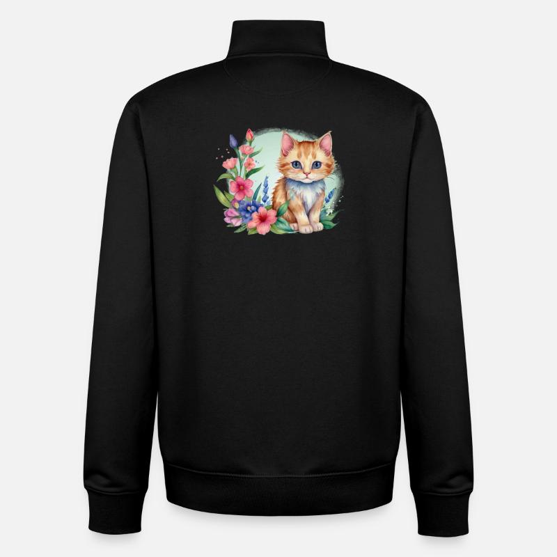 Kätzchen in einer Blumenwiese - Unisex Organic Zip Sweatshirt von Stanley/Stella - Schwarz