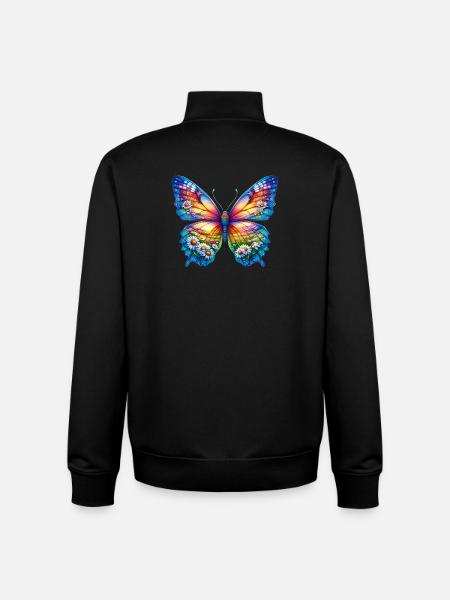 Butterfly flowers daisy daisies - Unisex Organic Zip Sweatshirt by Stanley/Stella - black